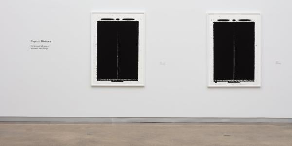 two works from swansons exhibition titled physical disantce: the amount of space between two things
