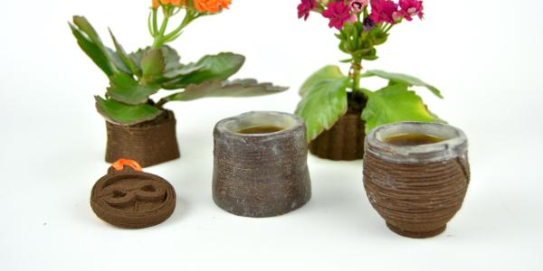 flower pots made of coffee grounds
