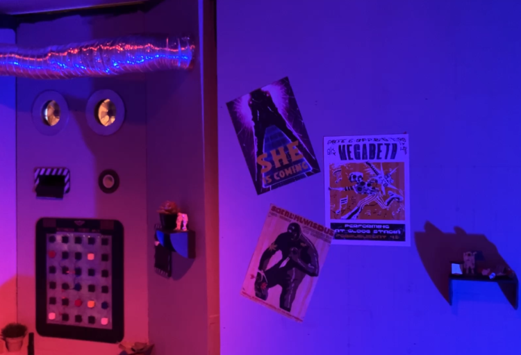 I computer screen in a sci-fi-themed escape room