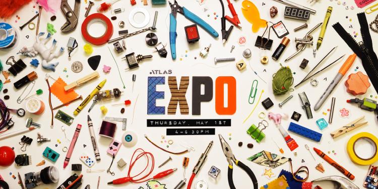 EXPO 2025 logo surrounded by engineering and art tools