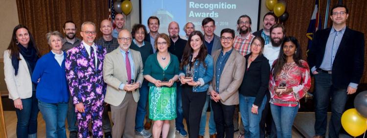 Chris Carruth (ATLAS) stands with other winners of the Marinus Smith Award.