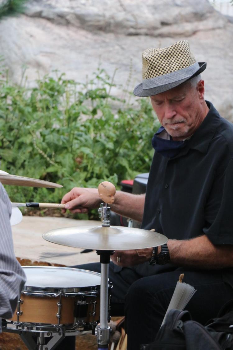 Bret Mann plays drums