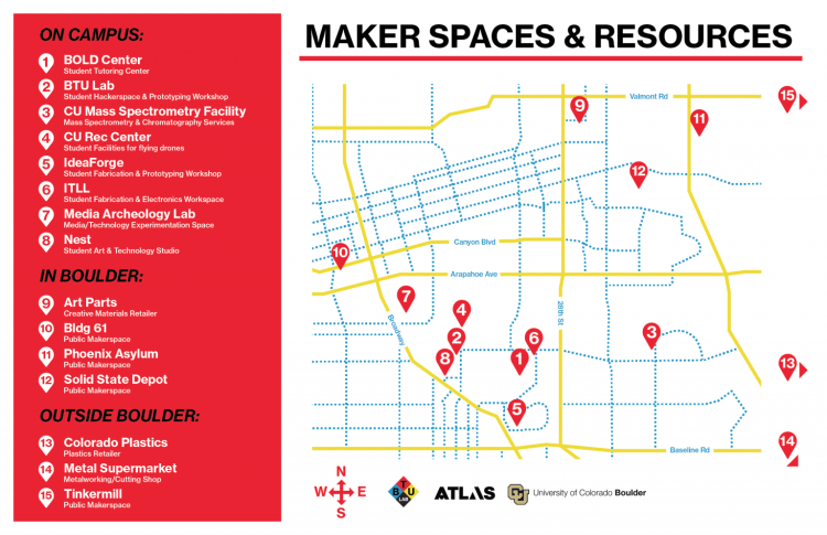 Makerspaces & Resources Map for Boulder, CO