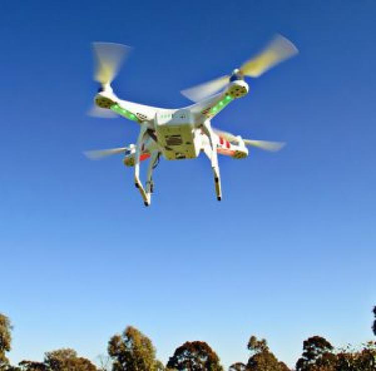 Drone flying in the air