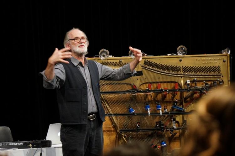 Trimpin during his four-day workshop in the Black Box Experimental Studio