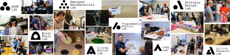 Collage of images from previous Research Open Labs events along with lab logos