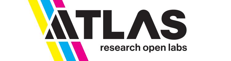 ATLAS Research Open Labs with magenta, cyan and yellow stripes