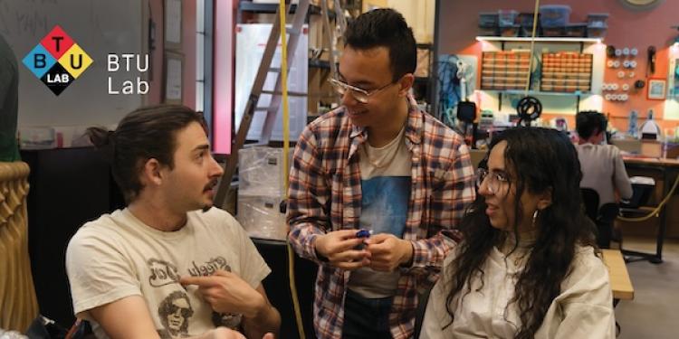 Link to BTU Lab page with image of students in the BTU Lab