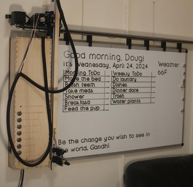 TODOS board with the day's to-do's written on it