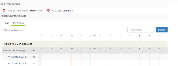Screenshot of scheduling grid