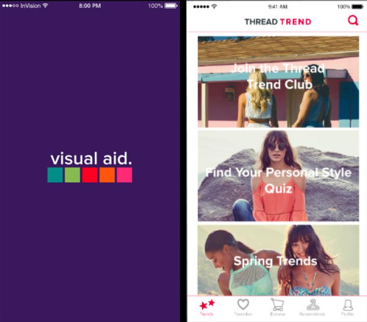 Screenshot of Sabo's app, "visual aid"