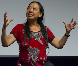 Professor Ellen Do presenting in a classroom