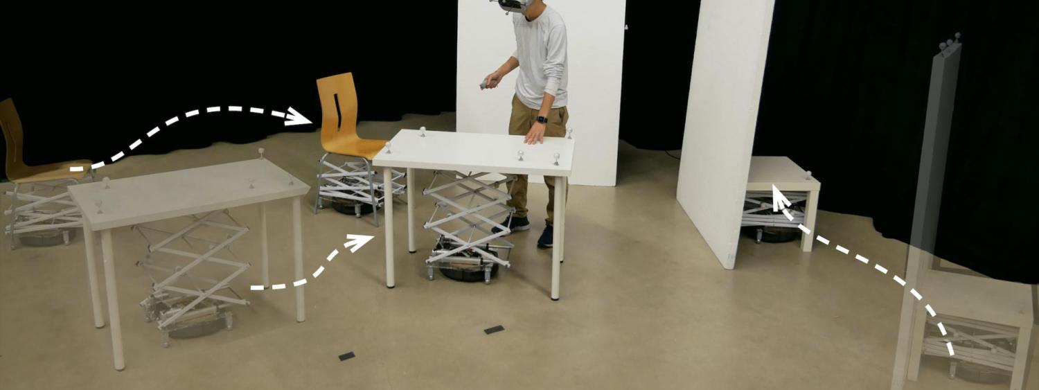 dynamic reconfiguration of robotic movements of furniture for a virtual reality environment with motion tracking