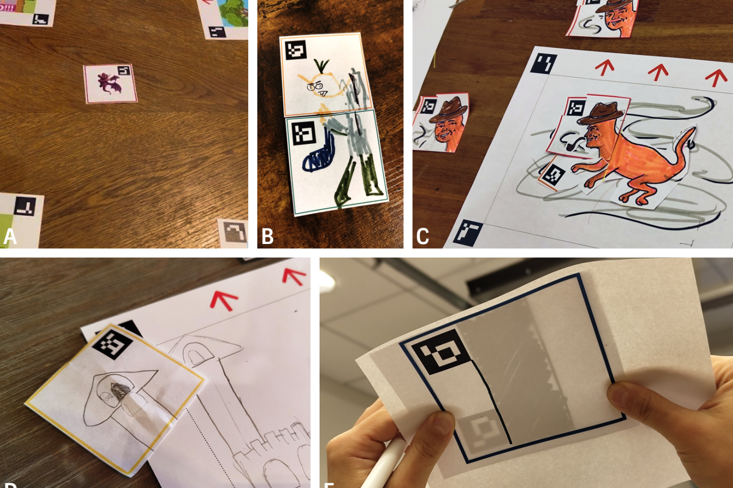 Collage of images of cartoon drawings on paper