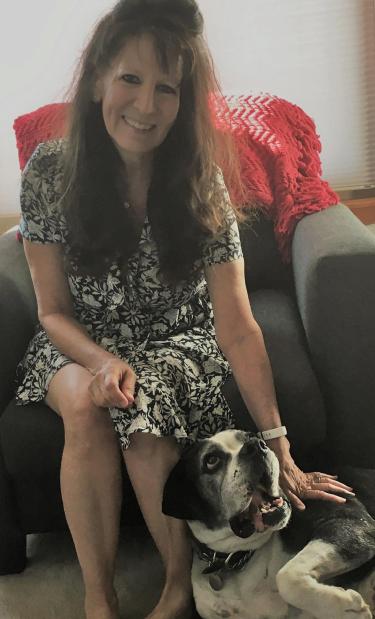 Susan Ramirez-Armstrong and her dog, Gatsby.