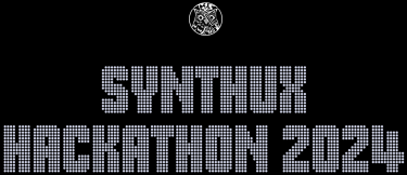 SynthUX Hackathon logo made of white dots on a black background