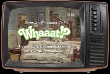 whaaat festival logo on an old school television set