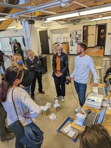 David Hunter demonstrates an early demo of White Mountain exhibit tech