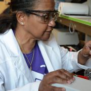 Auguste uses a Markes Micro-chamber to extract volatile organic compounds from a sample.