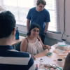 Mirela Alistar talks to students in her Personal Biochips class.