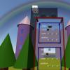 Animated view of a castle with trees around it, as well as showing where variables are chosen in the VR world of Popo.