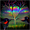 rainbow cowbird art graphic