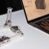 Photo of ShapeBots next to laptop