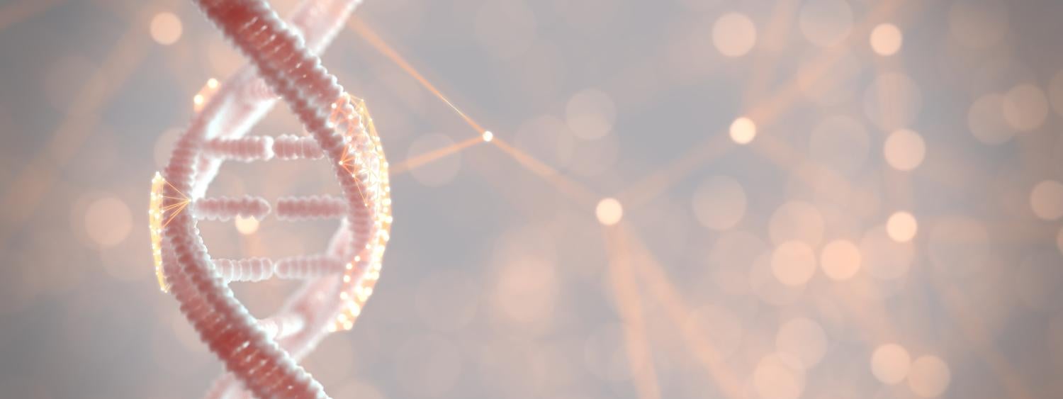 3d rendering of a DNA strand, light pink