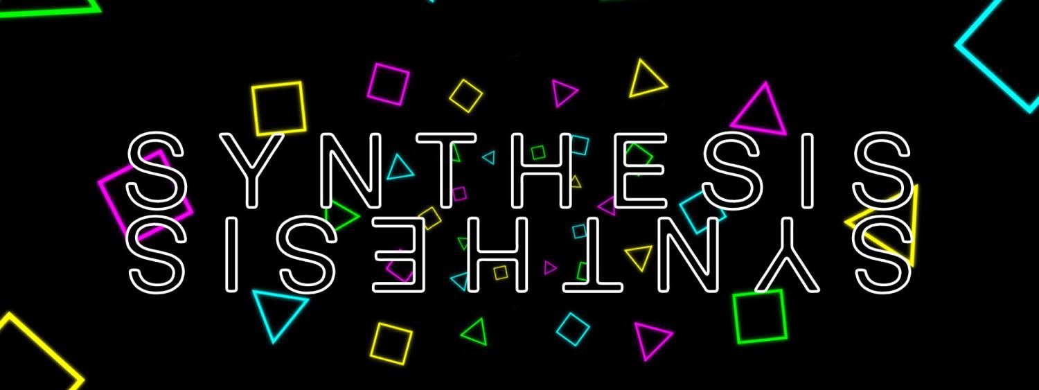 the word synthesis surrounded by confetti