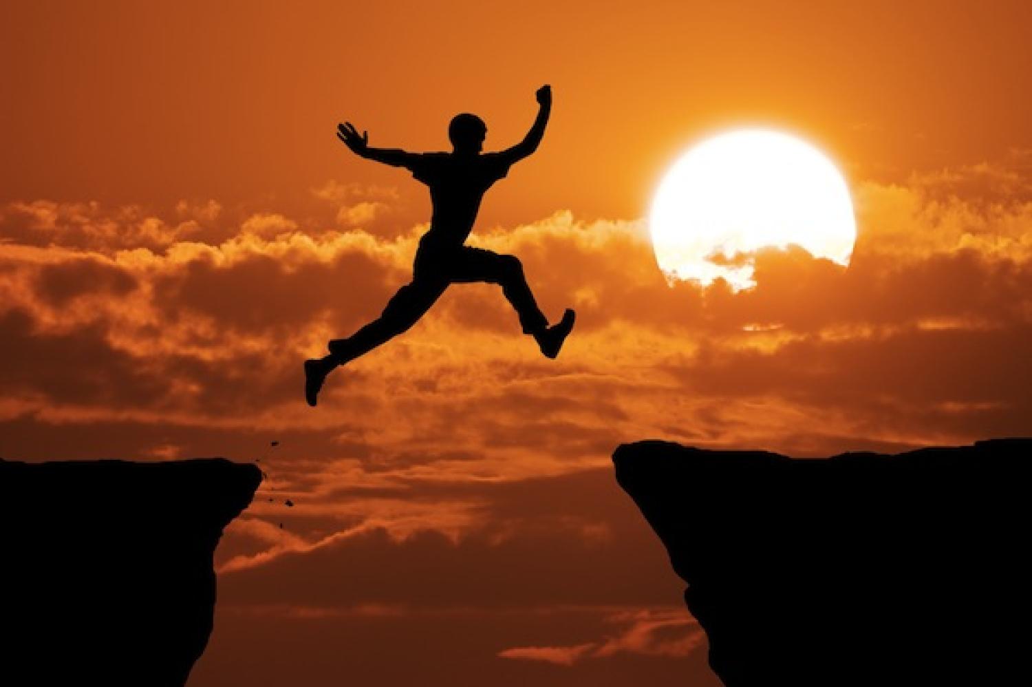 Big leap sunset