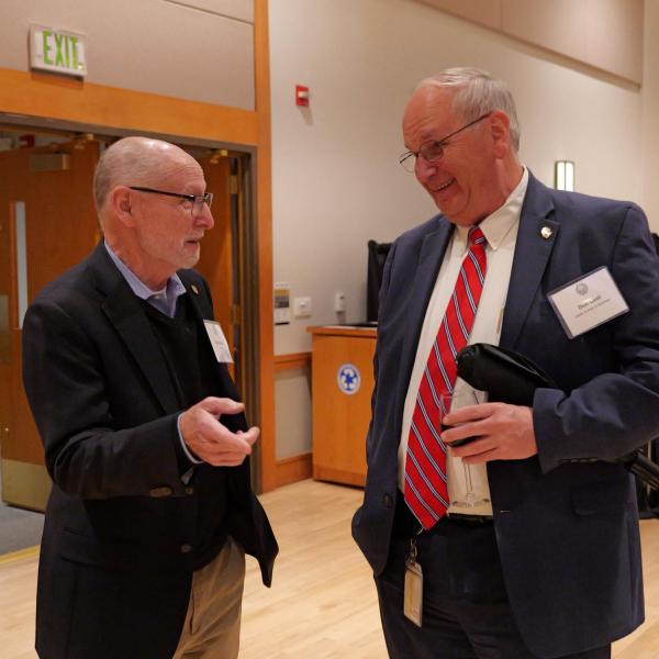 Provost Moore and BFA Intercollegiate Athletics committee chair Don Oest