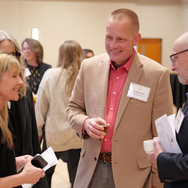 Provost Moore, Professor Schaub, and BFA Program Manager Lynne Howard