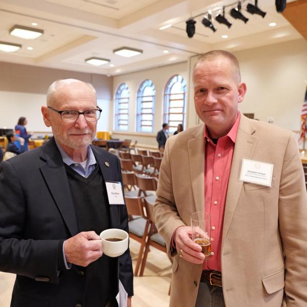 Provost Russell Moore and Hazel Barnes awardee Hanspeter Schaub