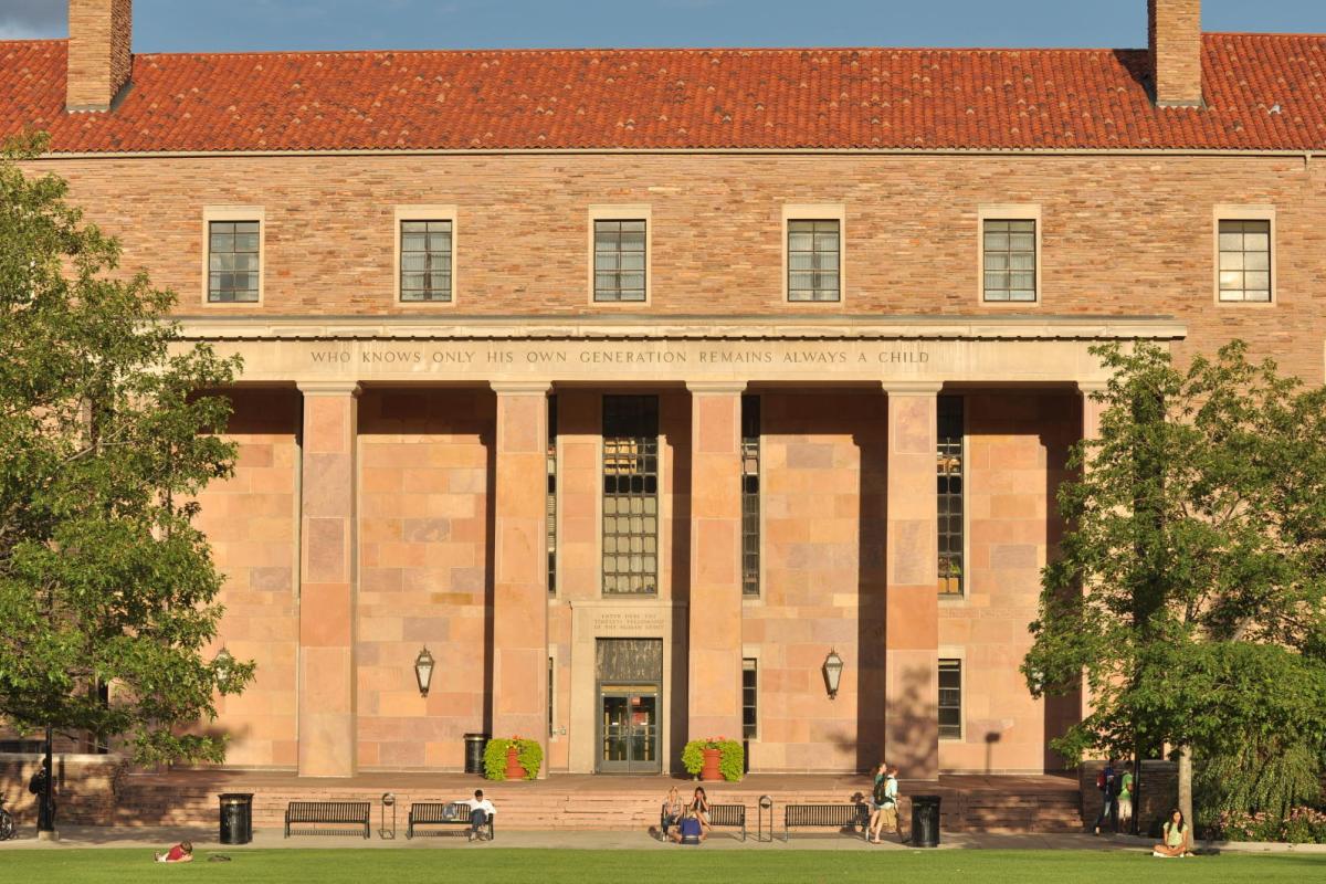 Front of the Norlin Building on a sunny day