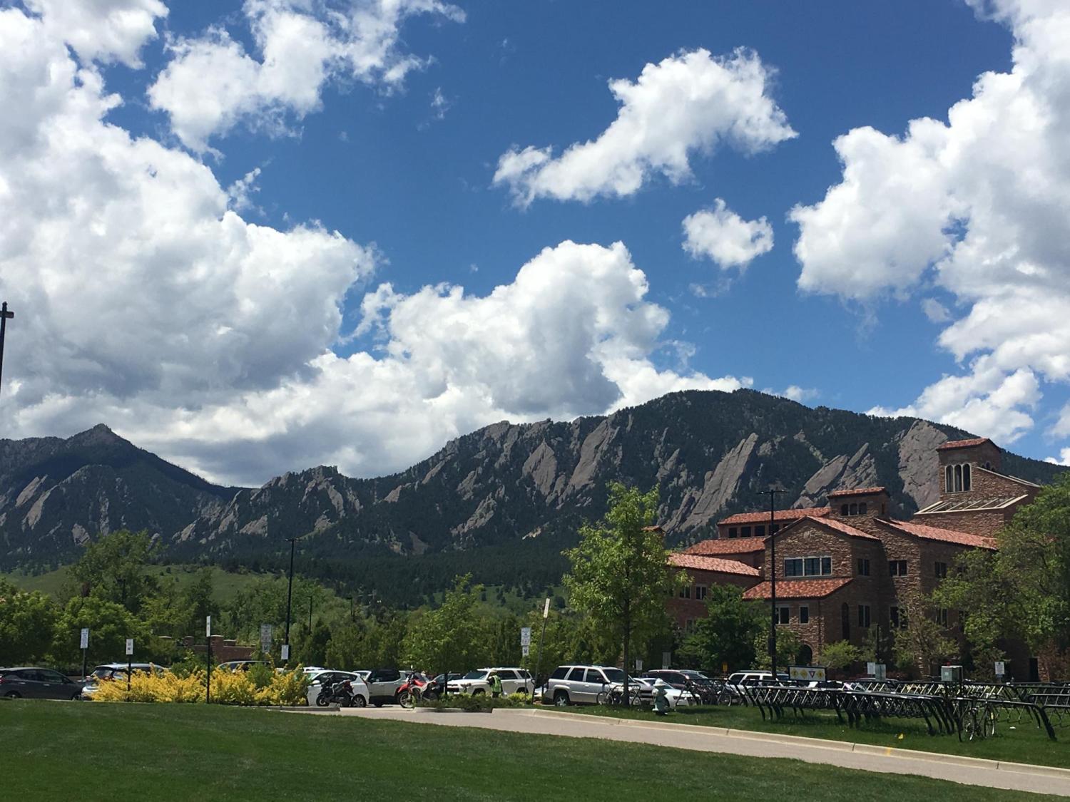 CU Flatirons and clouds pic