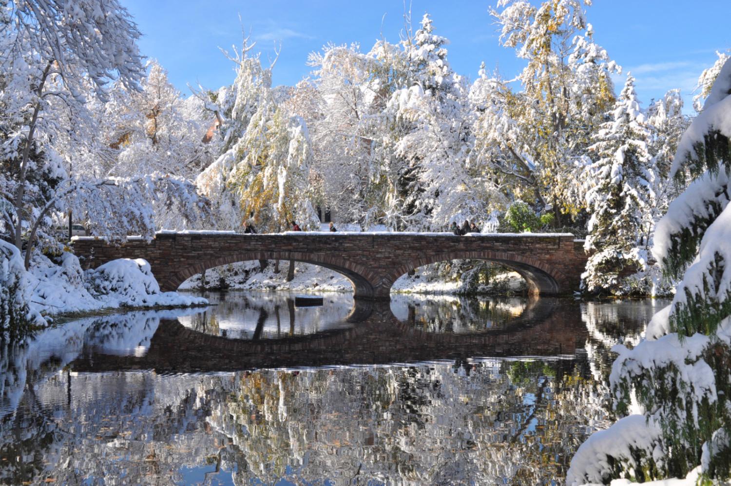 Winter view of CU Varsity pond