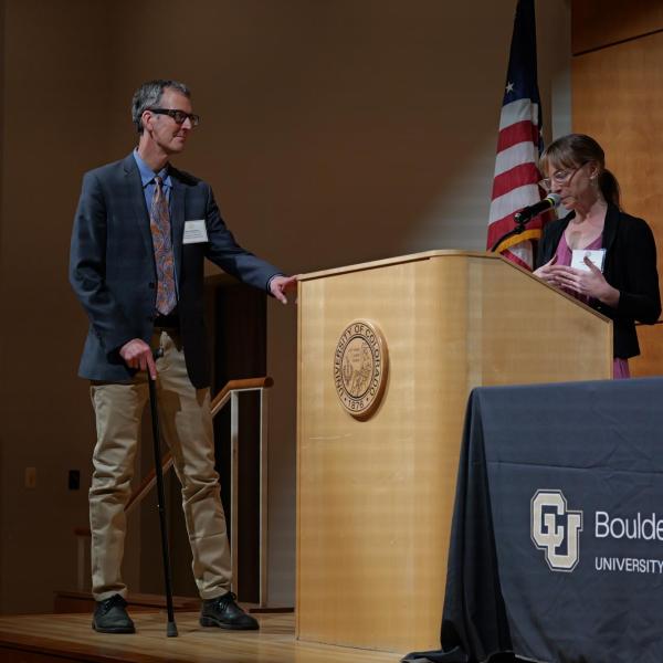 Excellence in Research Awardee Jason Boardman & Selection Committee Chair June Gruber