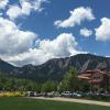 Flatirons and CU campus shot