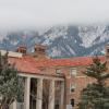 Flatirons in winter view of Libby Res Hall