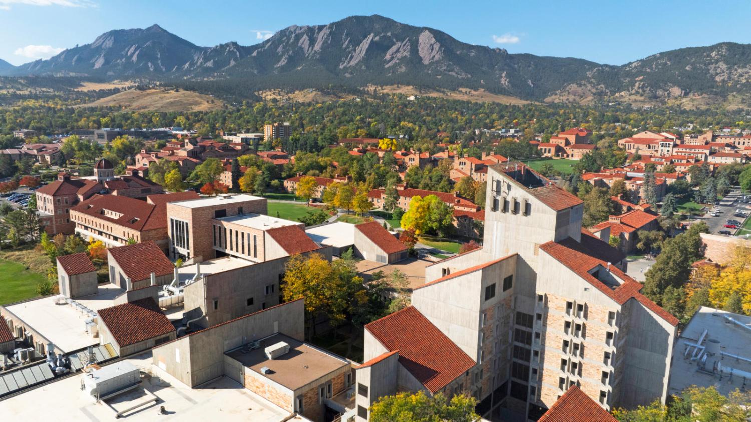 aerial view of CU Boulder campus