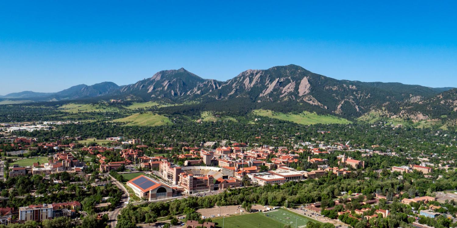 aerial view of CU Boulder campus