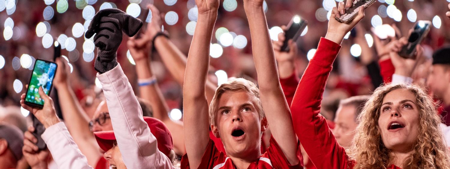 Fans cheer during the University of Utah moment of loudness