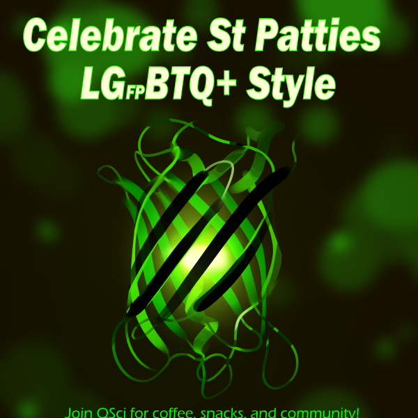 QSci poster with illustration of a Green Fluorescent Protein glowing