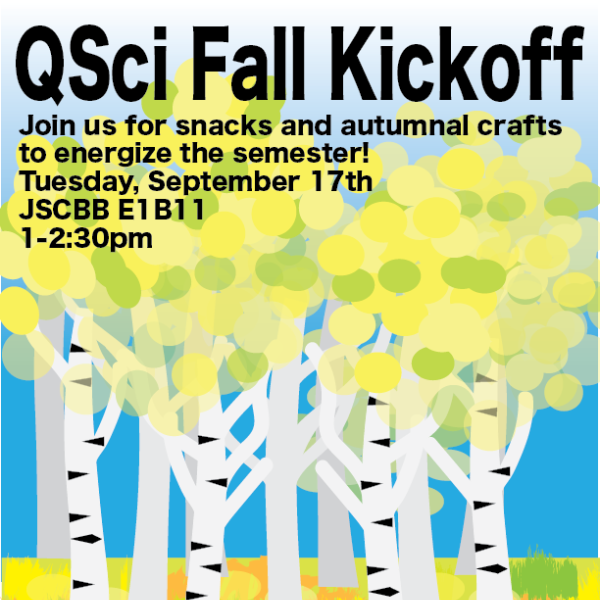 QSci poster with illustration of fall aspen trees
