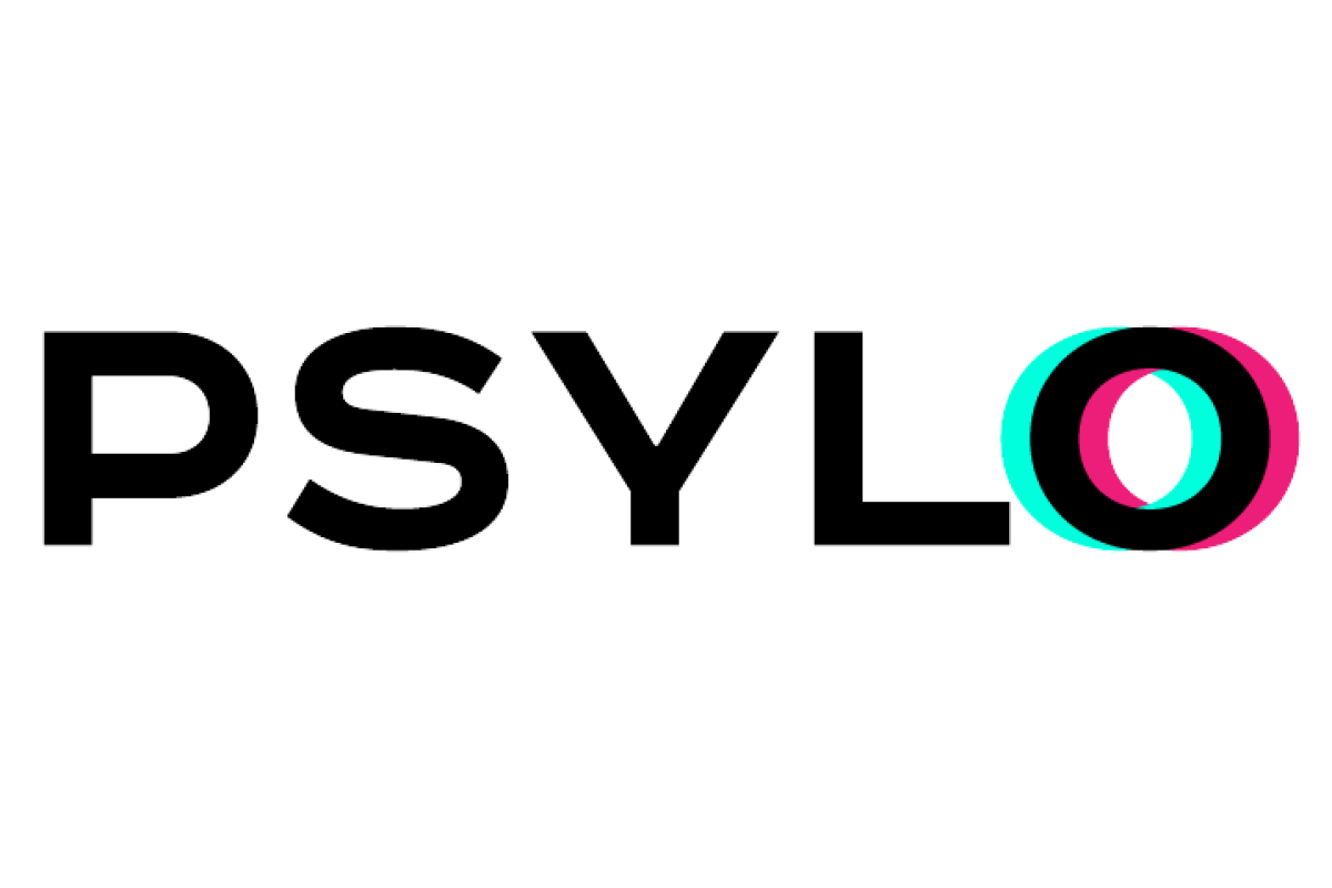 The word "Psylo" in black text with cyan and pink drop shadows on the letter "o"
