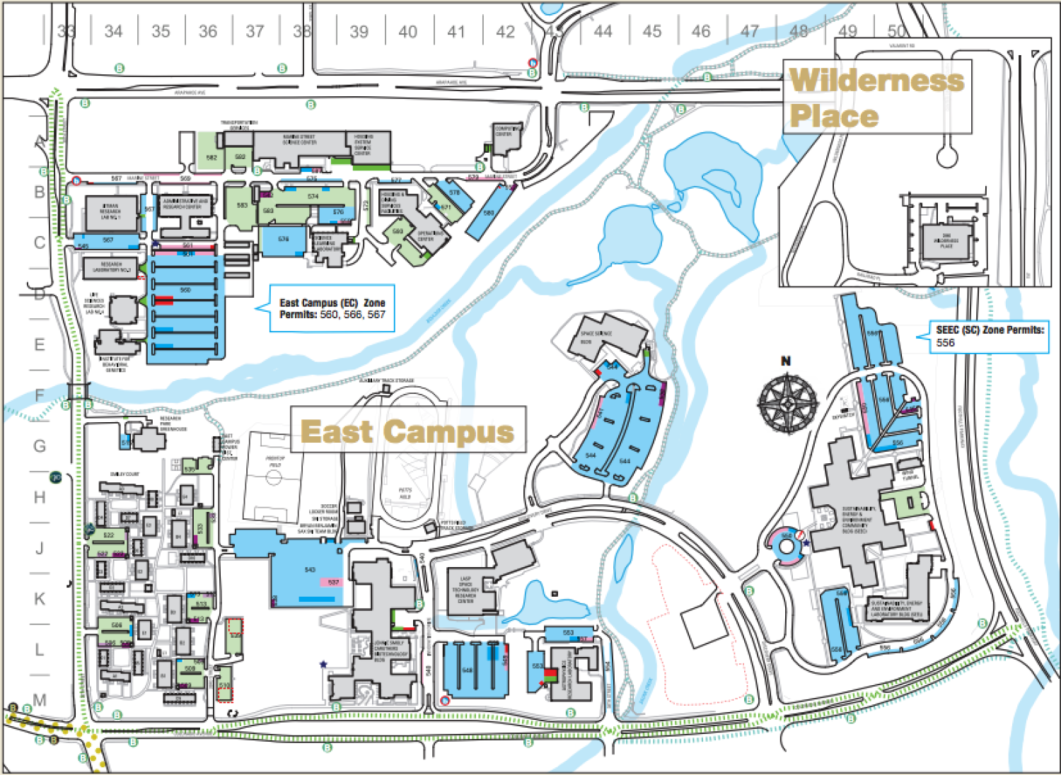 East Campus Parking Map
