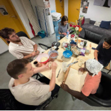 Researchers sharing lunch