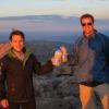PHYSICIAN-SCIENTISTS AND COMPETITIVE RUNNERS JOSH WHEELER, LEFT, AND THOMAS VOGLER ON THE SUMMIT OF LONG'S PEAK IN COLORADO.