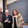 CIMB's Tom Cech and Leslie Leinwand present the Charlie Butcher Award to Paul Nurse prior to his seminar at CU-Boulder.