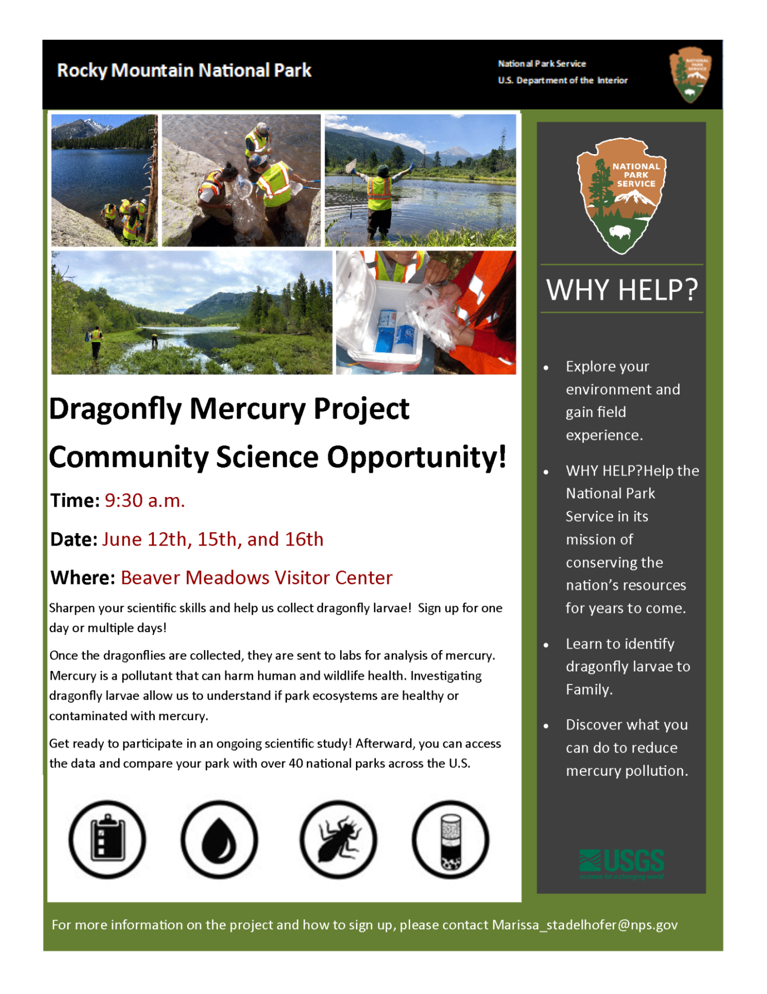 Dragonfly Mercury Project Community Science Opportunity flyer